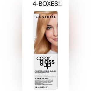 4 Pk Clairol Color Gloss Up Semi-Permanent Toning Hair Dye-Toasted Almond Blonde